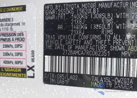 2024 Lexus Rx 350 Luxury z USA, uszkodzony, nr VIN 2T2BAMCA7RC062351